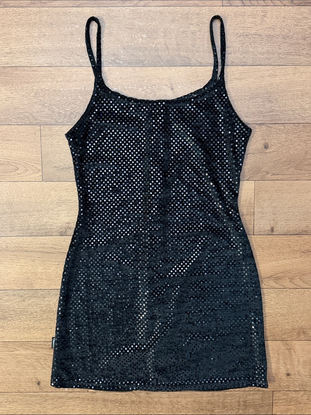 Serious Size Medium Black Sparkly Mini Dress Y2K Made In USA Whimsigoth Dark M
